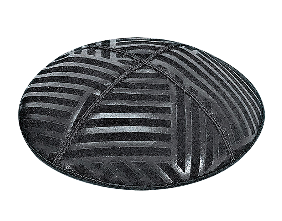 Suede Embossed Angles Striped Kippot
