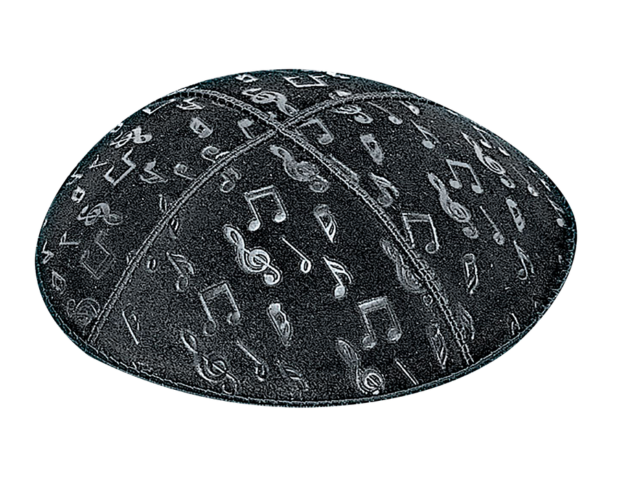 Suede Embossed Musical Notes Kippot