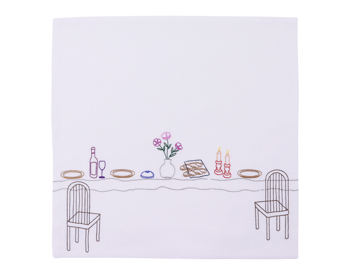 Challah Cover Stitched Shabbat Icons