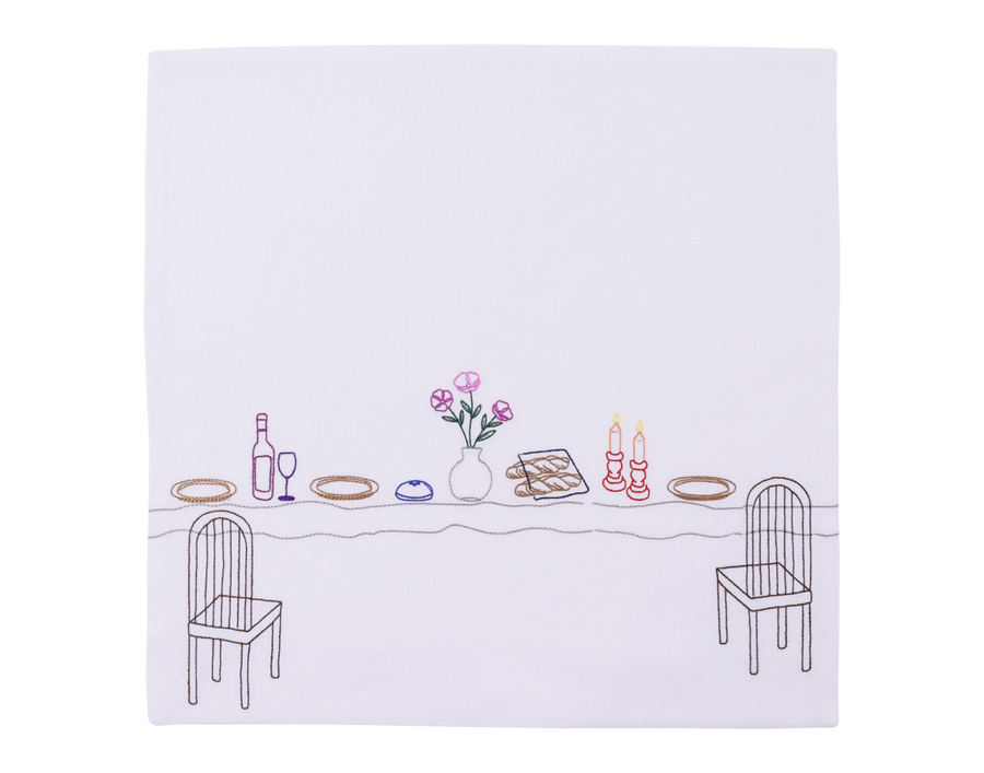 Challah Cover Stitched Shabbat Icons