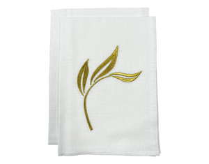 Linen Guest Towel Leaf