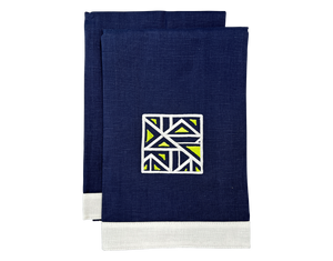 Linen Guest Towel Geometric