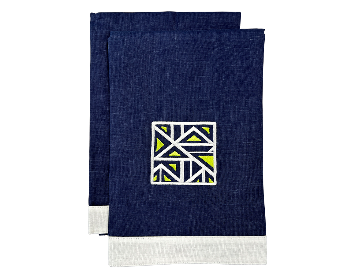 Linen Guest Towel Geometric