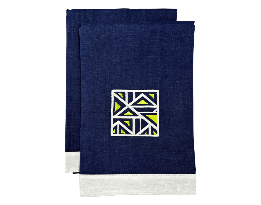 Linen Guest Towel Geometric