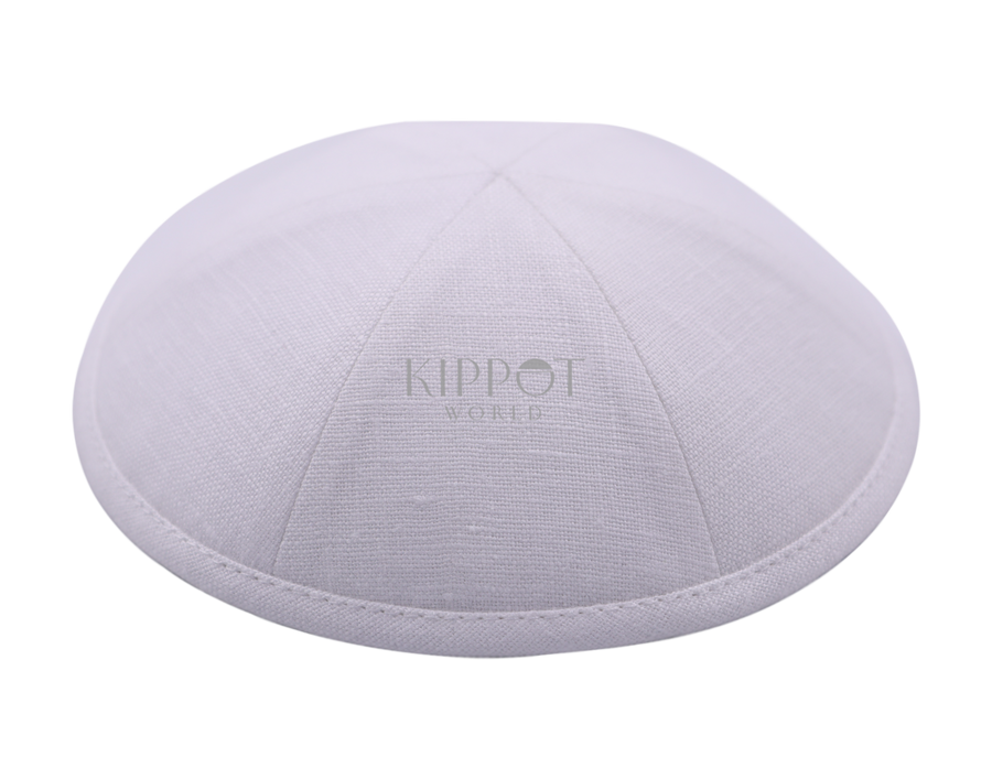 Linen White Kippot - 6 panels