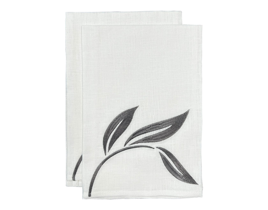 Linen Guest Towel Leaf