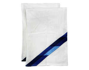 Linen Guest Towel Blue Stripe