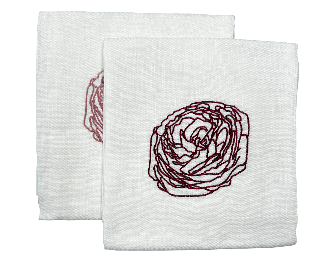 Linen Guest Towel Rose