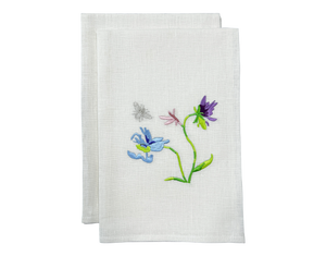 Linen Guest Towel Flowers