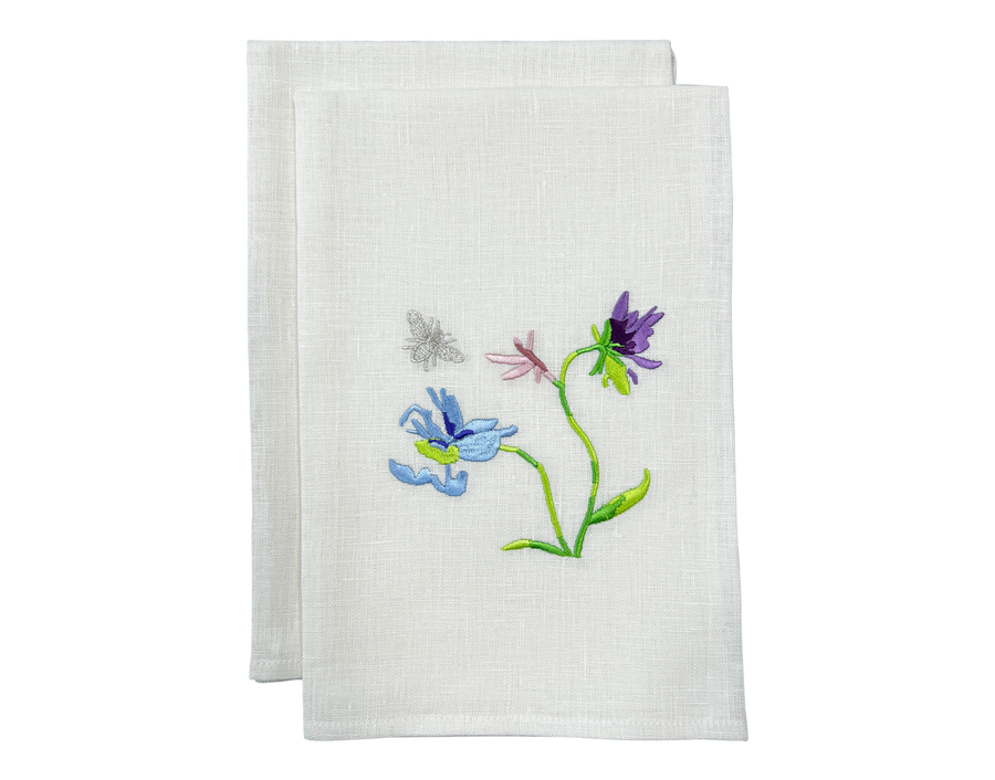 Linen Guest Towel Flowers