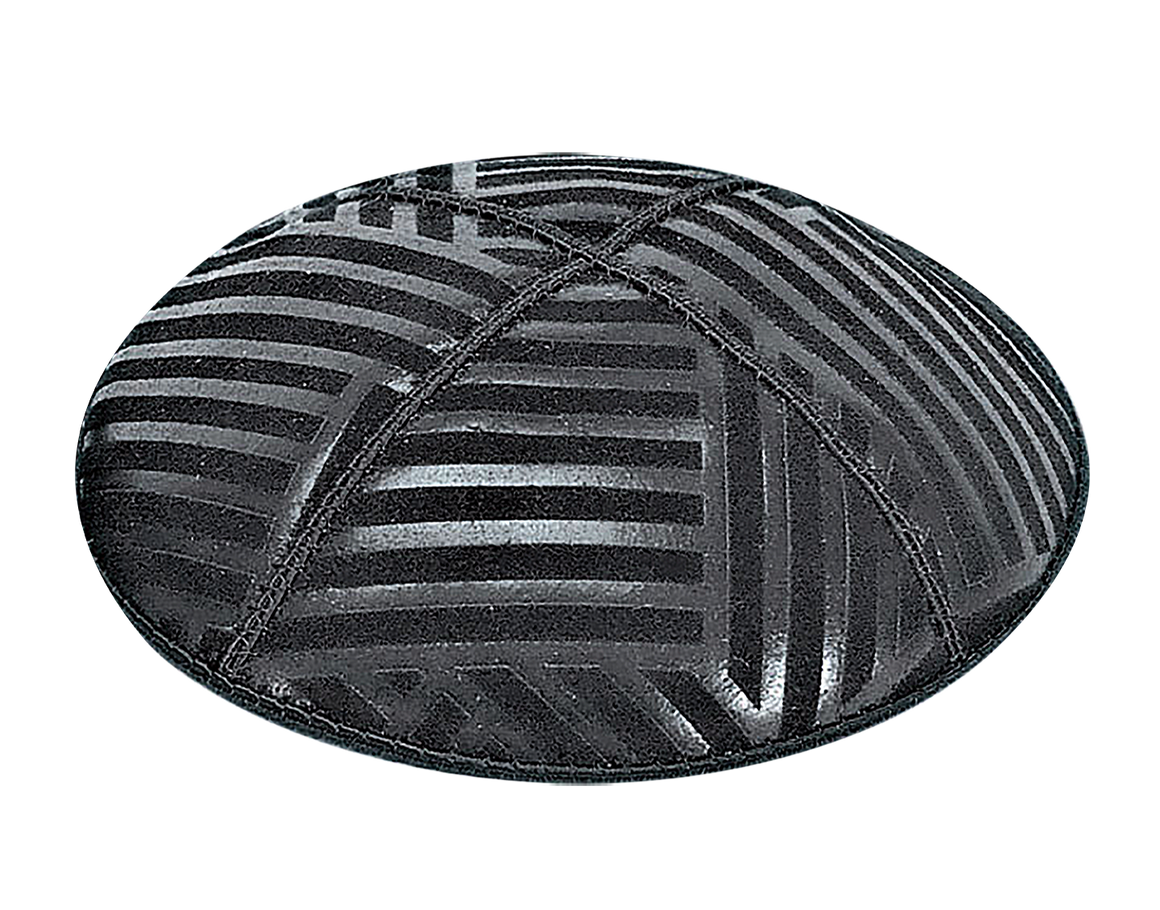 Suede Embossed Angles Striped Kippot