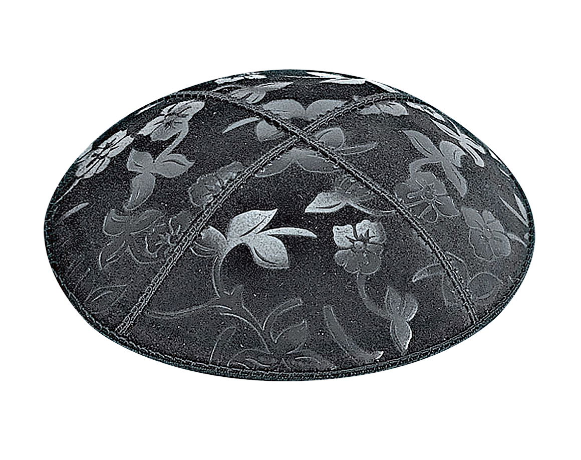 Suede Embossed Flowers 2 Kippot