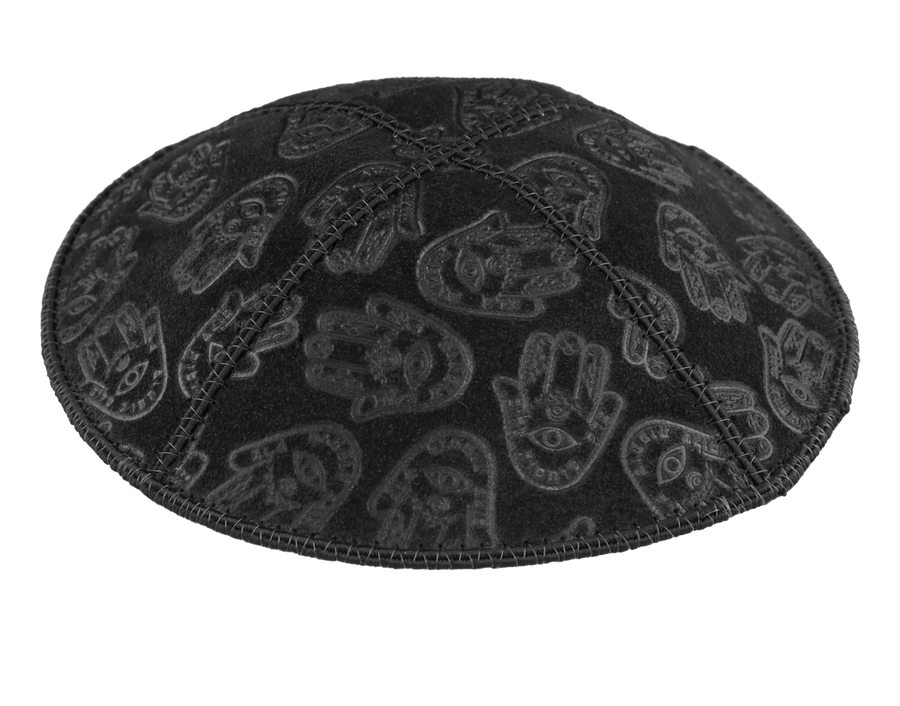 Suede Embossed Hamsa 2 Kippot