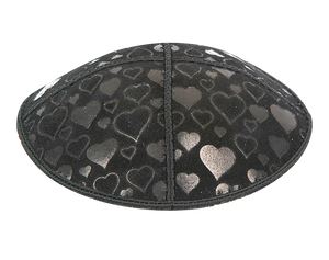 Suede Embossed Hearts Kippot