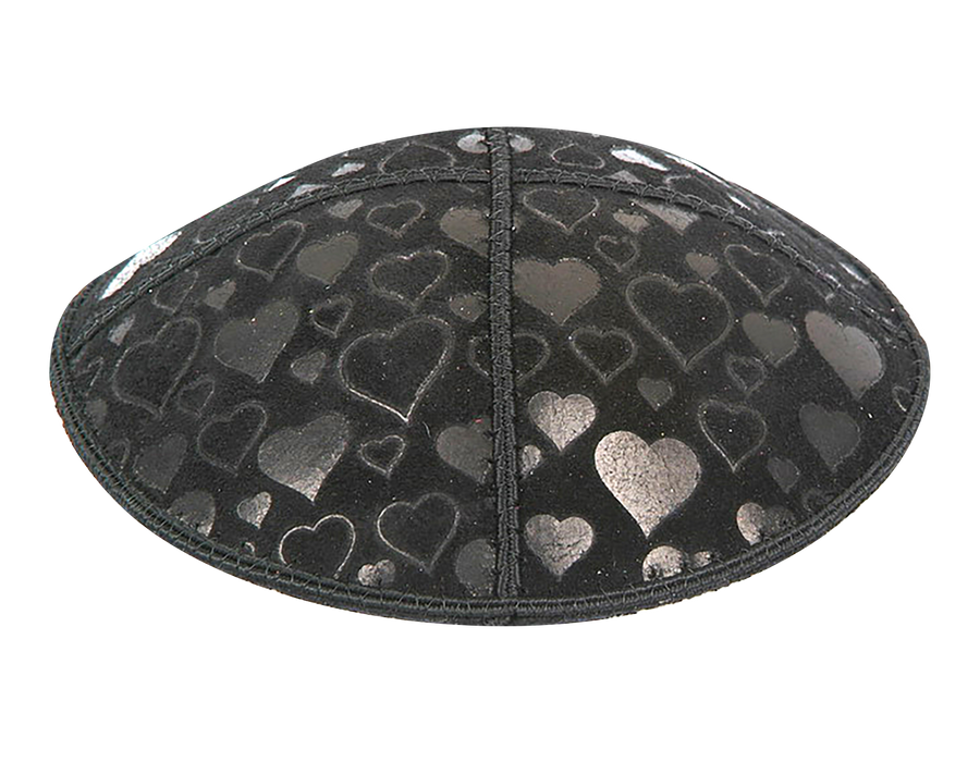 Suede Embossed Hearts Kippot