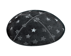 Suede Embossed Large Star Kippot