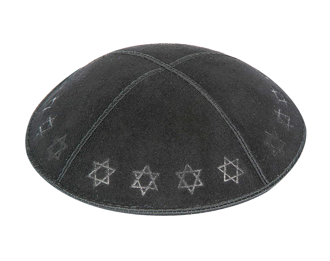 Suede Embossed Maguen David Border Kippot