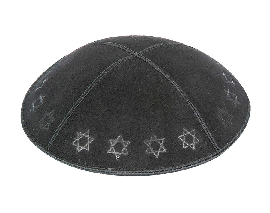 Suede Embossed Maguen David Border Kippot