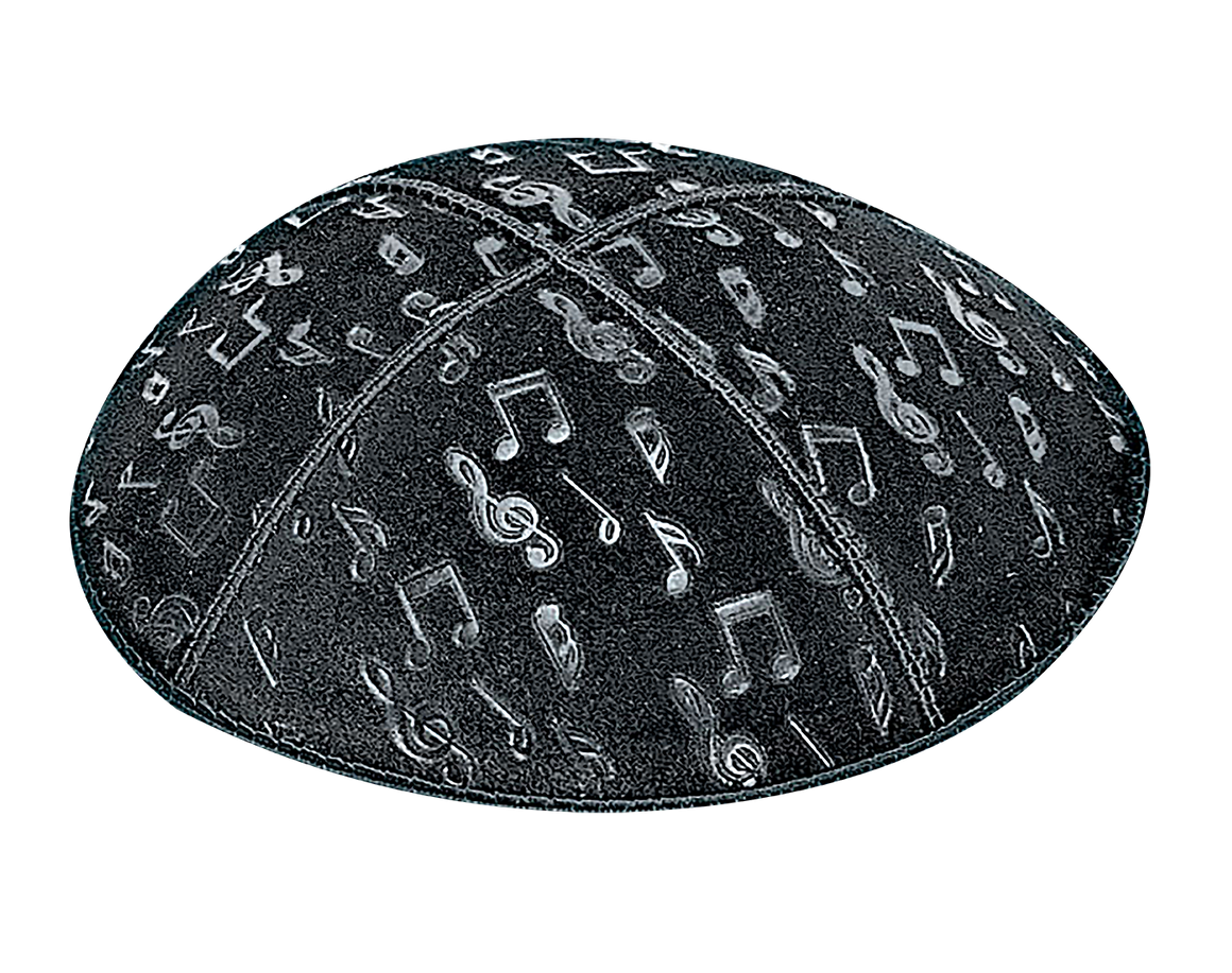 Suede Embossed Musical Notes Kippot