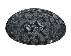 Suede Embossed Paisley Kippot